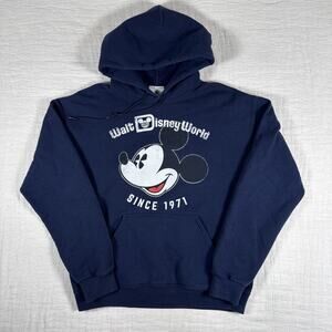 Disney Walt Disney‎ World Vintage Sweatshirt Hoodie Size M Navy Blue Y2K